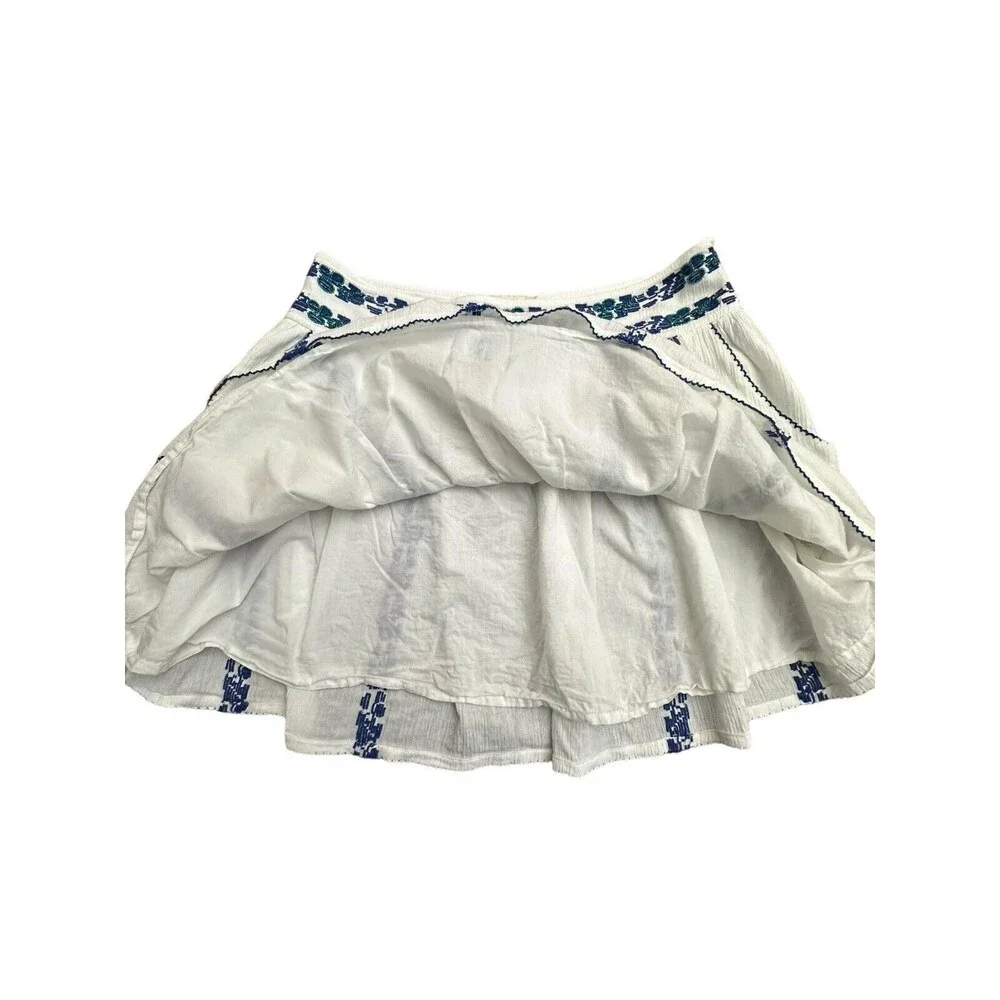 Tory Burch Size 8 Embroidered White Alexandria‎ Skirt Women’s Beaded #E13-5